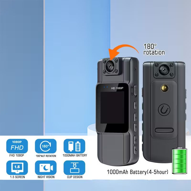 Camera corporala Cam HD cu lentila rotativa,WiFi, Vedere Nocturna IR si Autonomie 7 Ore