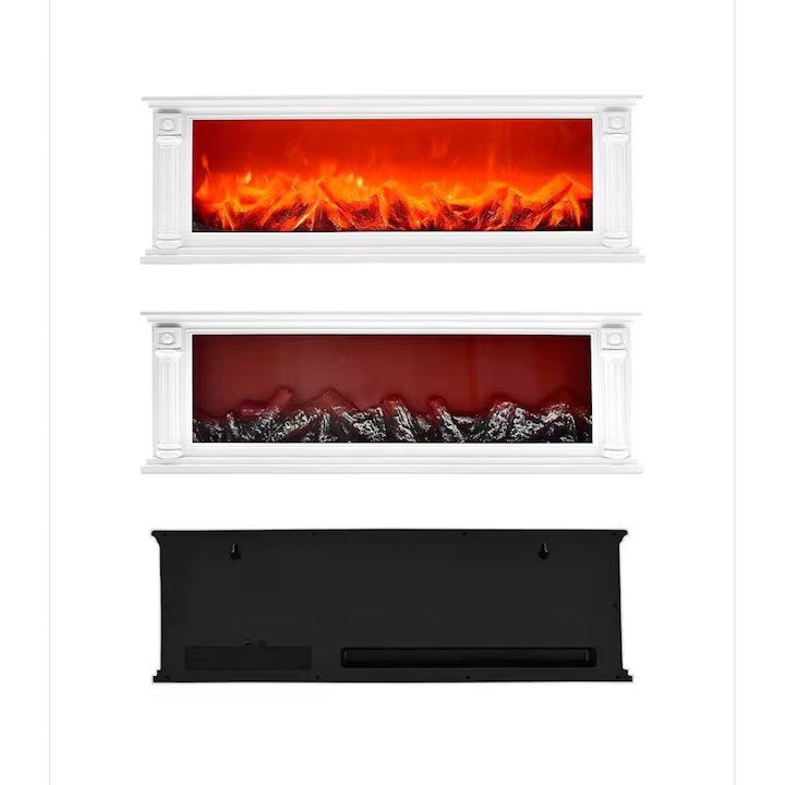 Semineu decorativ, Lumina Led cu Simulare Flacari, alimentare priza sau baterii, 63 X 22 cm