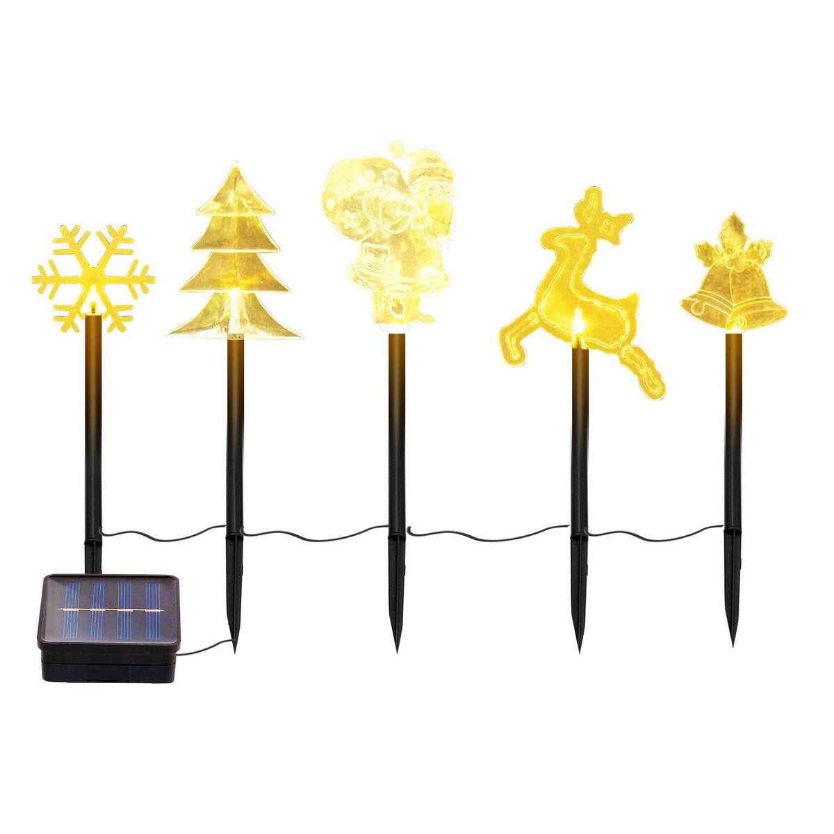 Set 5 Decoratiuni Solare LED Exterior Gradina Iluminare Solara Multicolora - detaliu produs