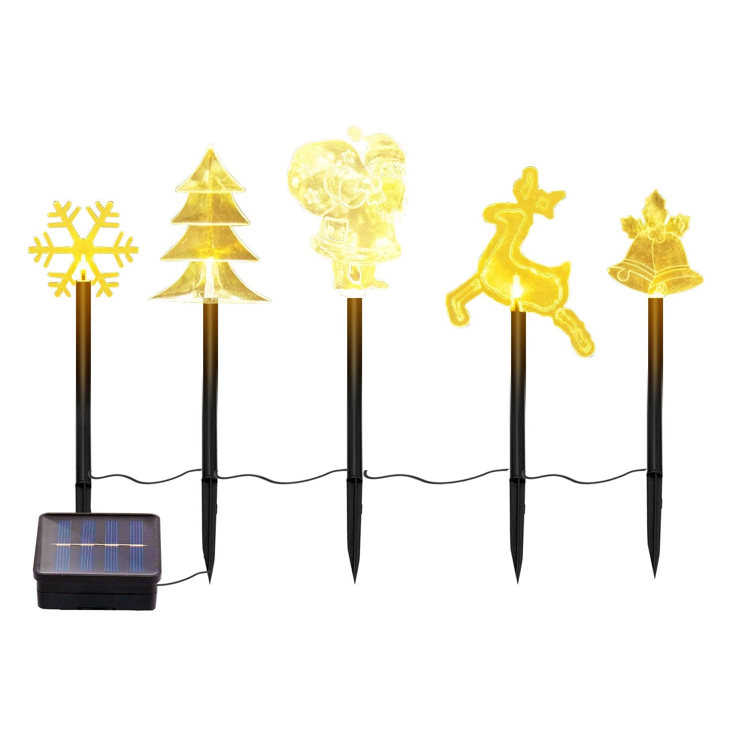 Set 5 Decoratiuni Solare LED Exterior Gradina Iluminare Solara Multicolora - detaliu produs