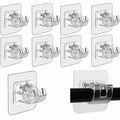 Set 10 Suporturi Transparente Autoadezive pentru Bare și Galerii – Fără Găurire, Sistem cu Arc, 6 × 6 cm