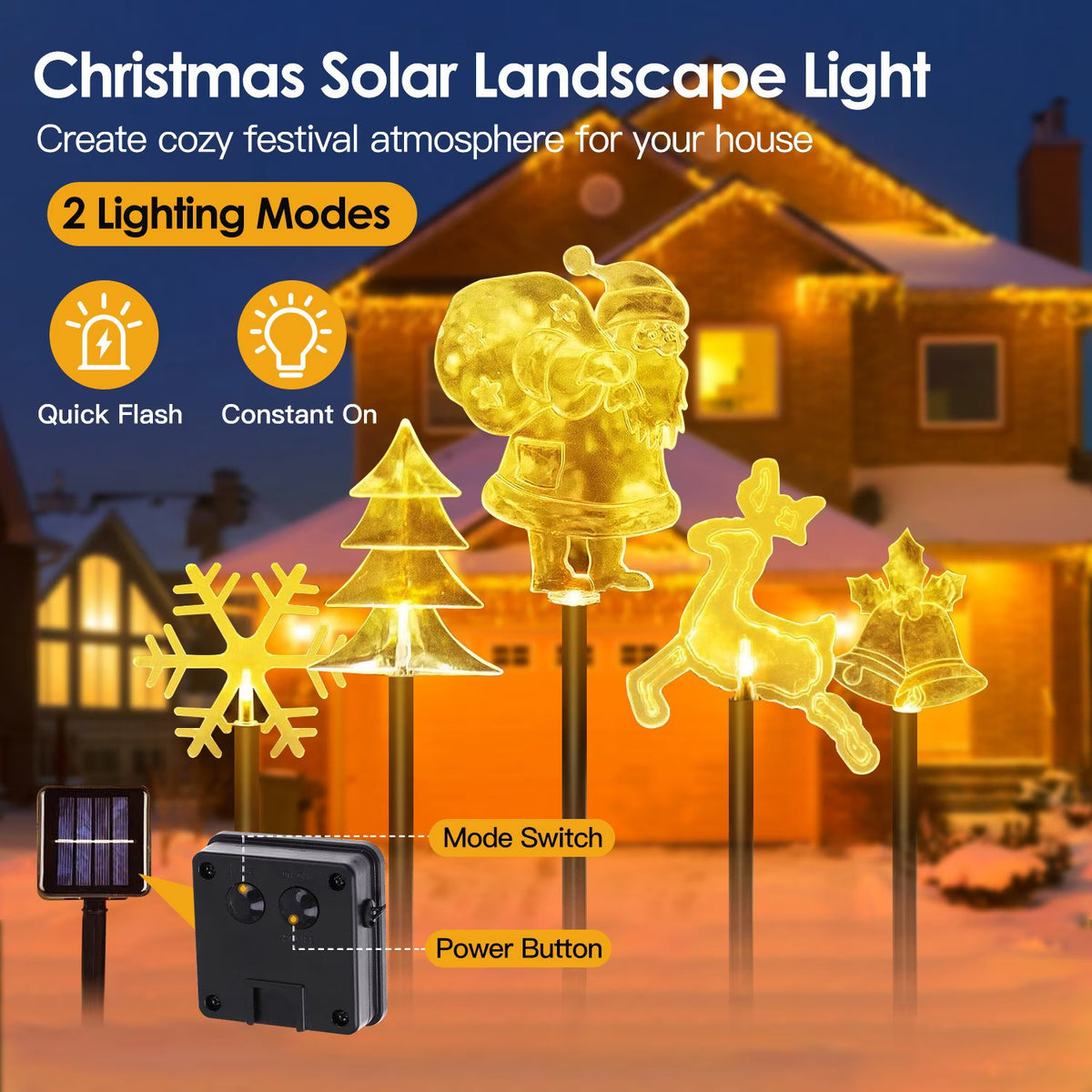 Set 5 Decoratiuni Solare LED Exterior Gradina Iluminare Solara Multicolora - detaliu produs