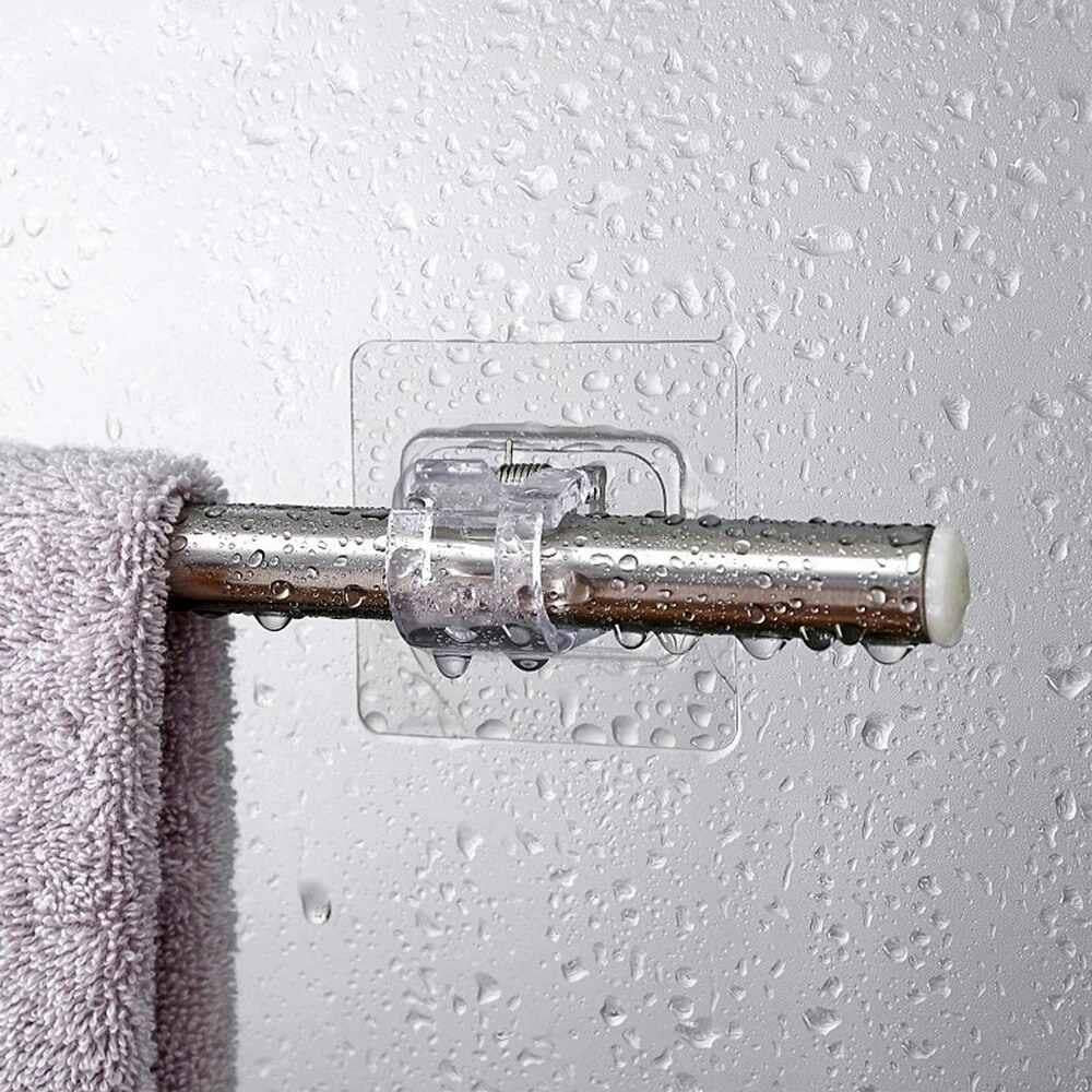 Set 10 Suporturi pentru Tija de Perdea Longziming Plastic Transparent Autoadeziv - detaliu produs