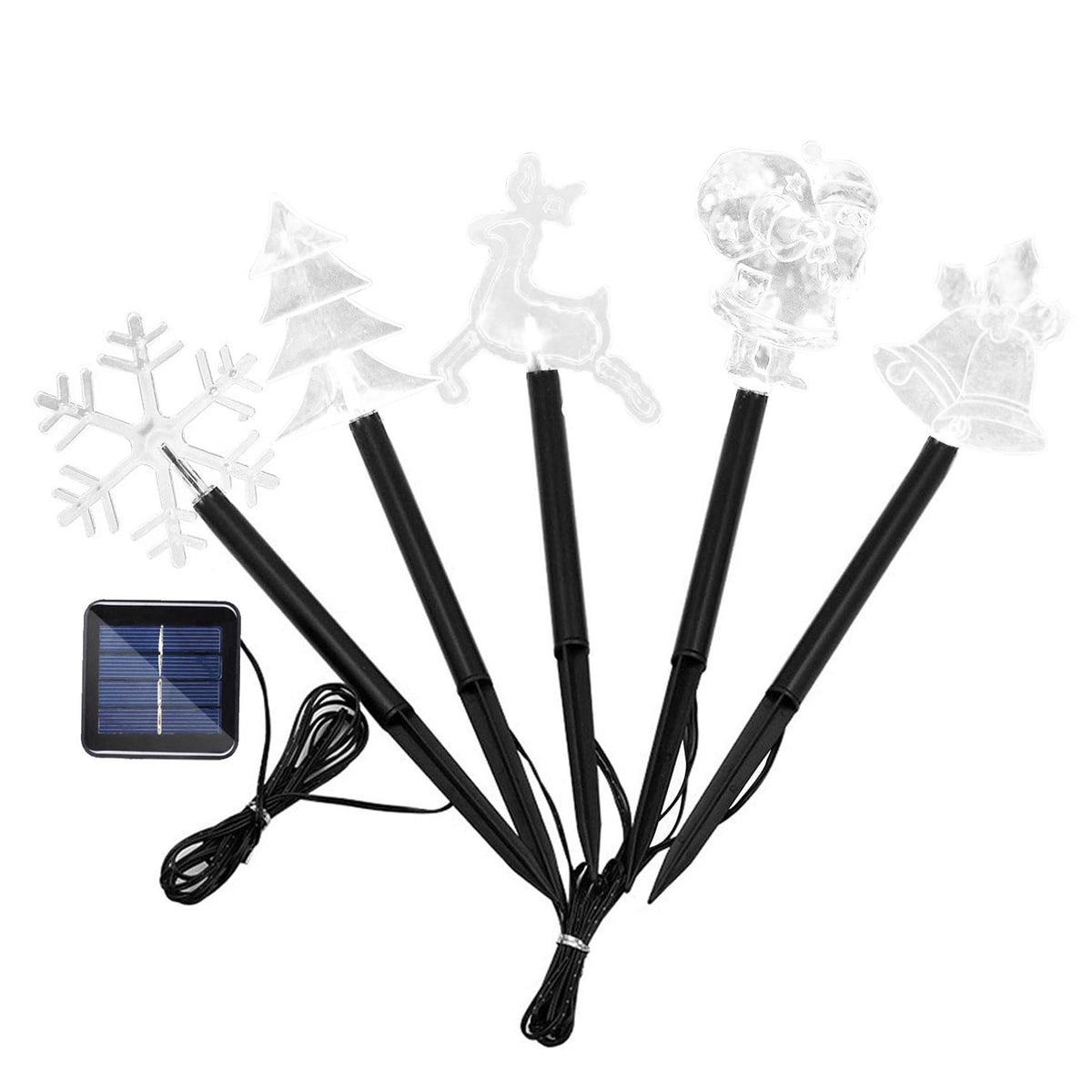 Set 5 Decoratiuni Solare LED Exterior Gradina Iluminare Solara Multicolora - detaliu produs