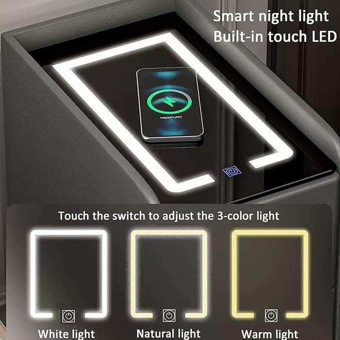 Noptiera Inteligenta cu Lampa LED Control Voce Bluetooth Incarcare Wireless - detaliu produs