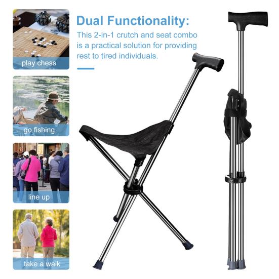 Scaun pliabil cu baston, inaltime 82 cm, maxim 100 kg