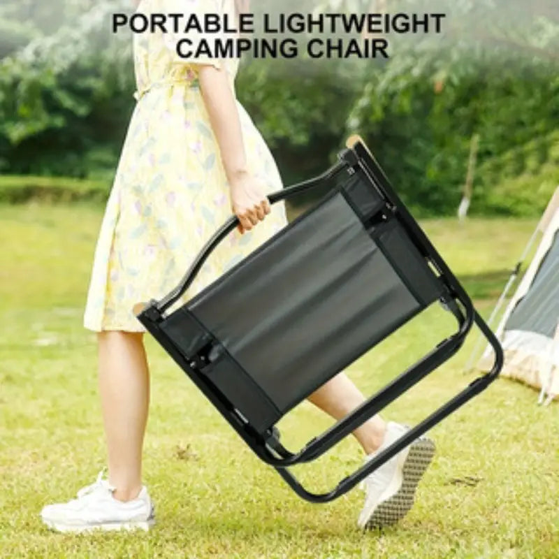 Scaun metalic plabil pentru gradina, camping sau plaja, 54x59x76 cm, negru