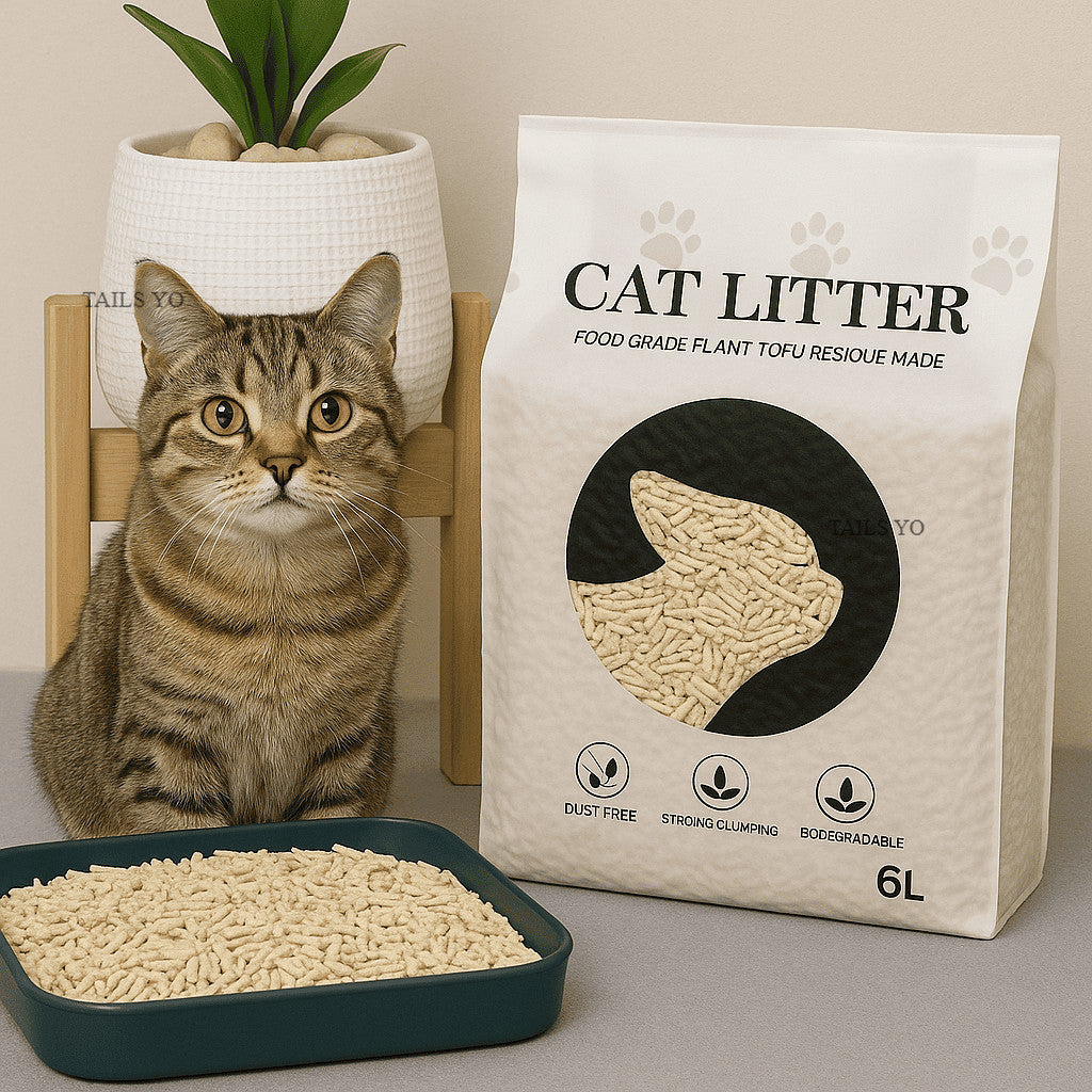 Litiera pentru pisici din tofu 6L, Formare rapida a bulgarilor, Absorbtie ridicata, Control eficient al mirosurilor