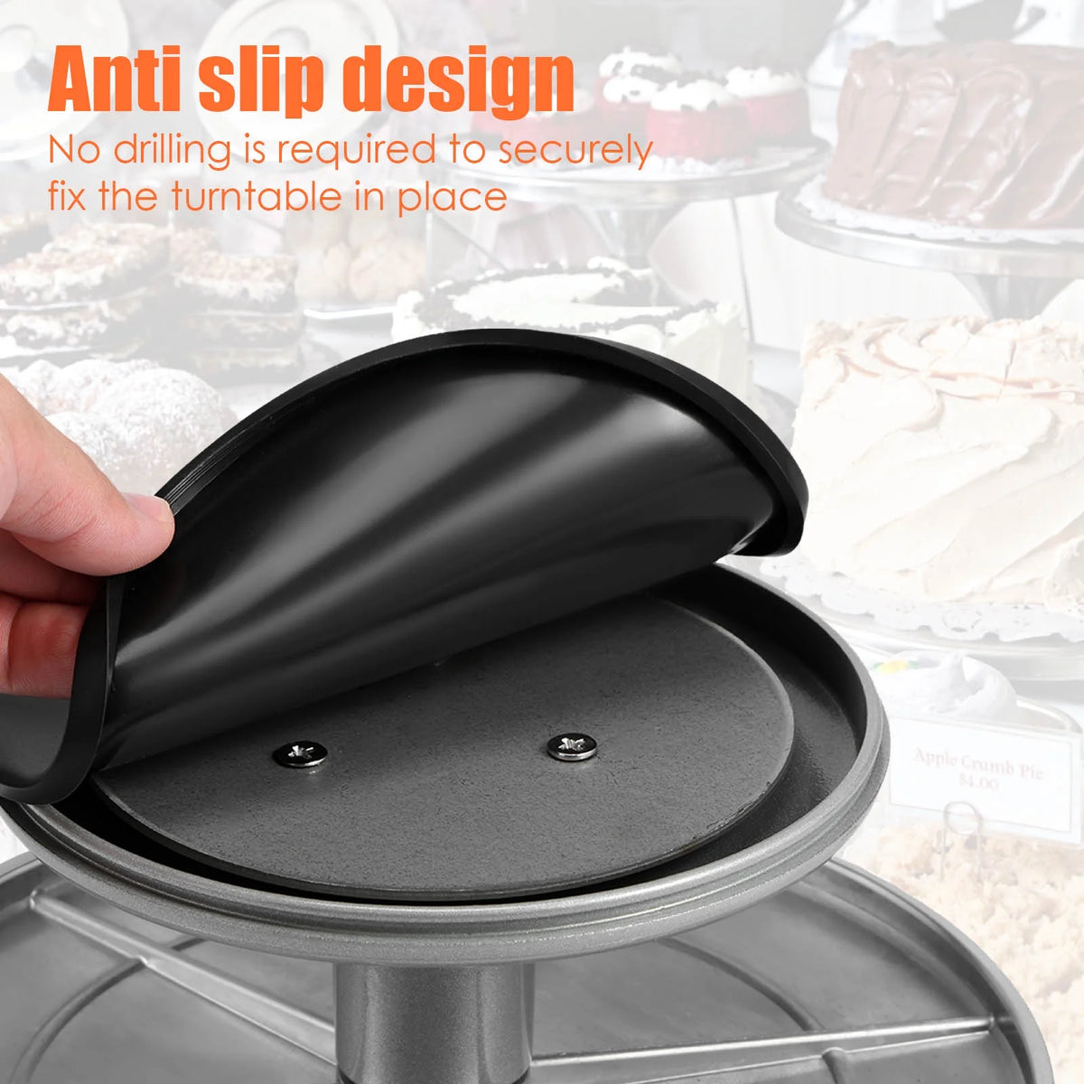 Platou cu picior rotativ pentru decorat tort, aluminiu, diametru 30 cm si picior antiaderent