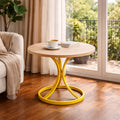 Masa Cafea Alb Auriu cu design minimalist si cadru metalic elegant 70 X 55 cm