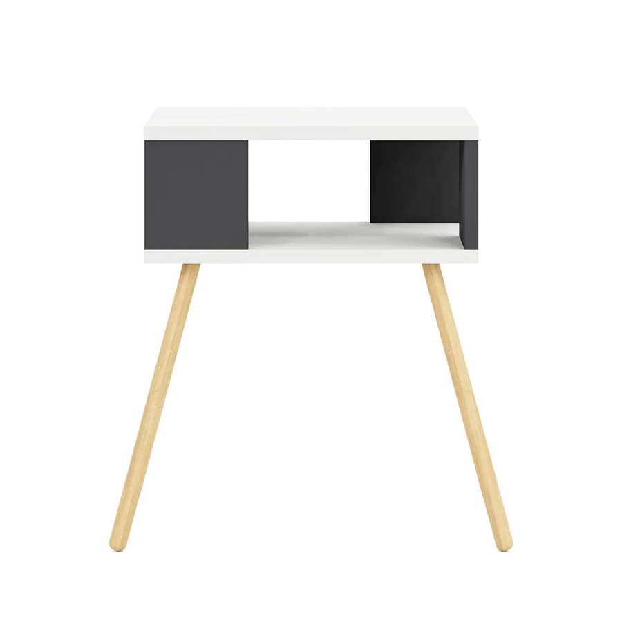 Noptiera cu picioare din lemn si raft deschis, 44 x 29 x 18 cm, stil scandinav modern