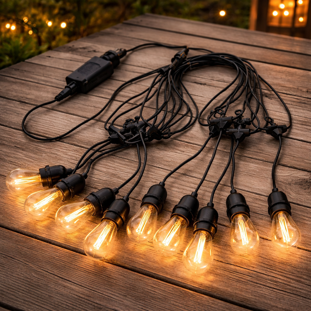 Ghirlanda luminoasa gradina sau terasa, interconectabila, fasung E27, IP65, 220V