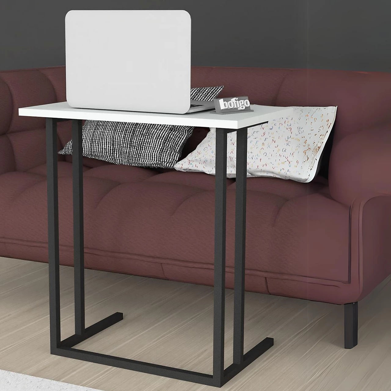 Masa cu picior metalic pentru laptop - mic dejun, 60x34.5x65.5 cm