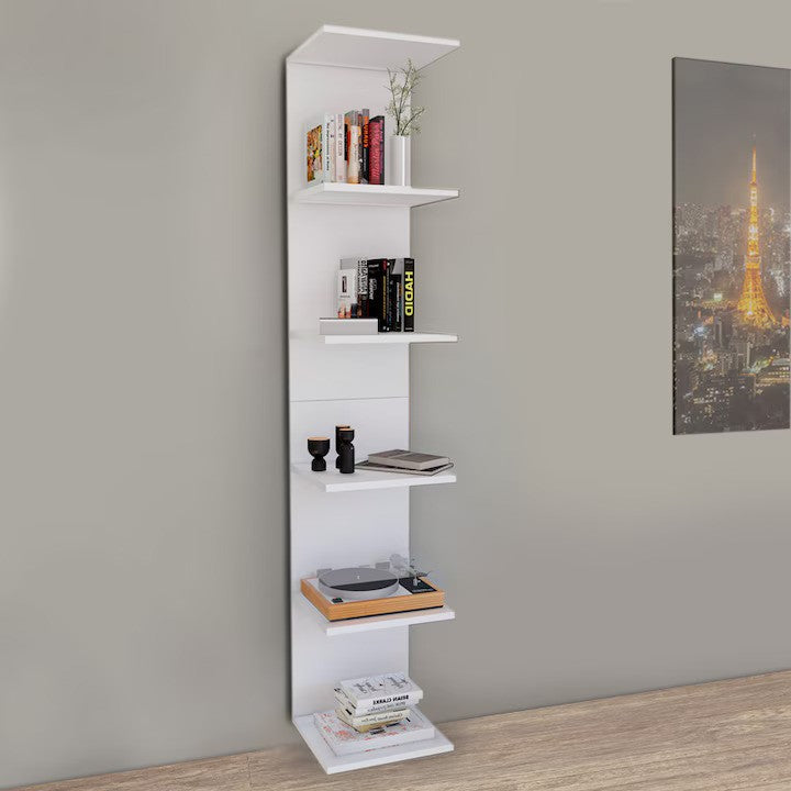 Bibliotecă de perete, 5 rafturi, design modern și compact, 180x34.6x31.5 cm