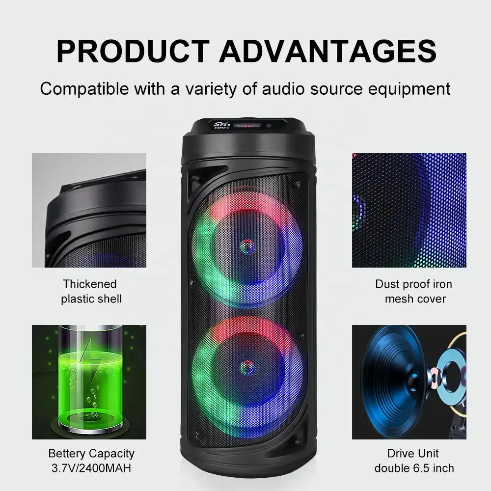 Boxa portabila Wireless ZQS 6212 30W LED, telecomanda, microfon