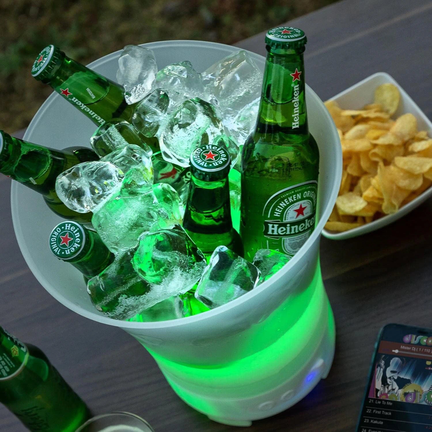 Frapiera LED 7L cu Boxa Bluetooth, Lumina Ambientala Multicolora