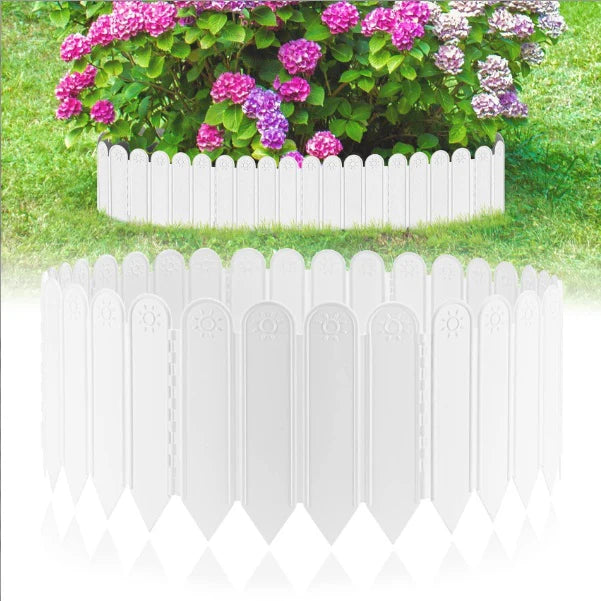 Set 12 bucati garduri decorative pentru gradina, albe, 1.2m x 22cm