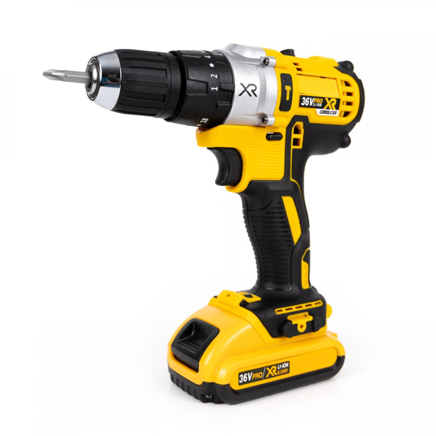 Trusa Bormasina 36V, cu 2 acumulatori si incarcator, mandrina metalica + Accesorii