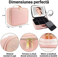 Geanta Cosmetica Pentru Make-up cu Oglinda LED  cu Touch, 26x23x11 cm - imagine 11