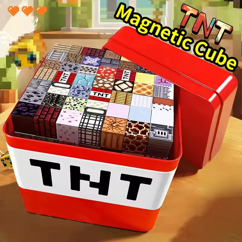 Blocuri magnetice de constructie, 180 piese, joc educativ, plastic ABS, 3+ ani, Cutie Cadou