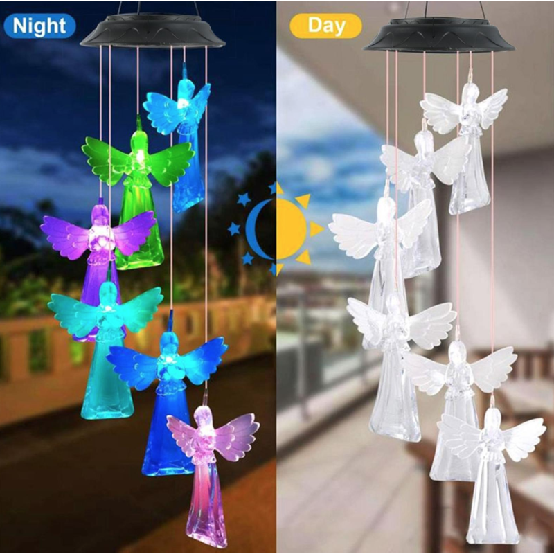 Ghirlanda solara decorativa ingerasi cu lumini LED multicolore si senzor de lumina IP55