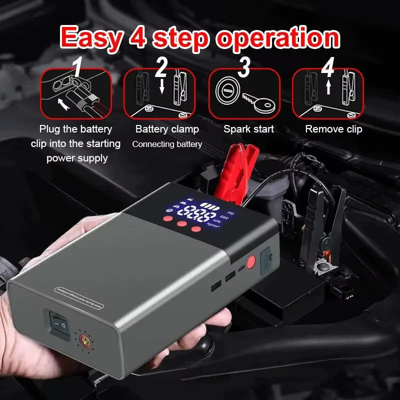 Jump Starter auto multifunctional 12V cu compresor aer 150 PSI si baterie 80000mAh