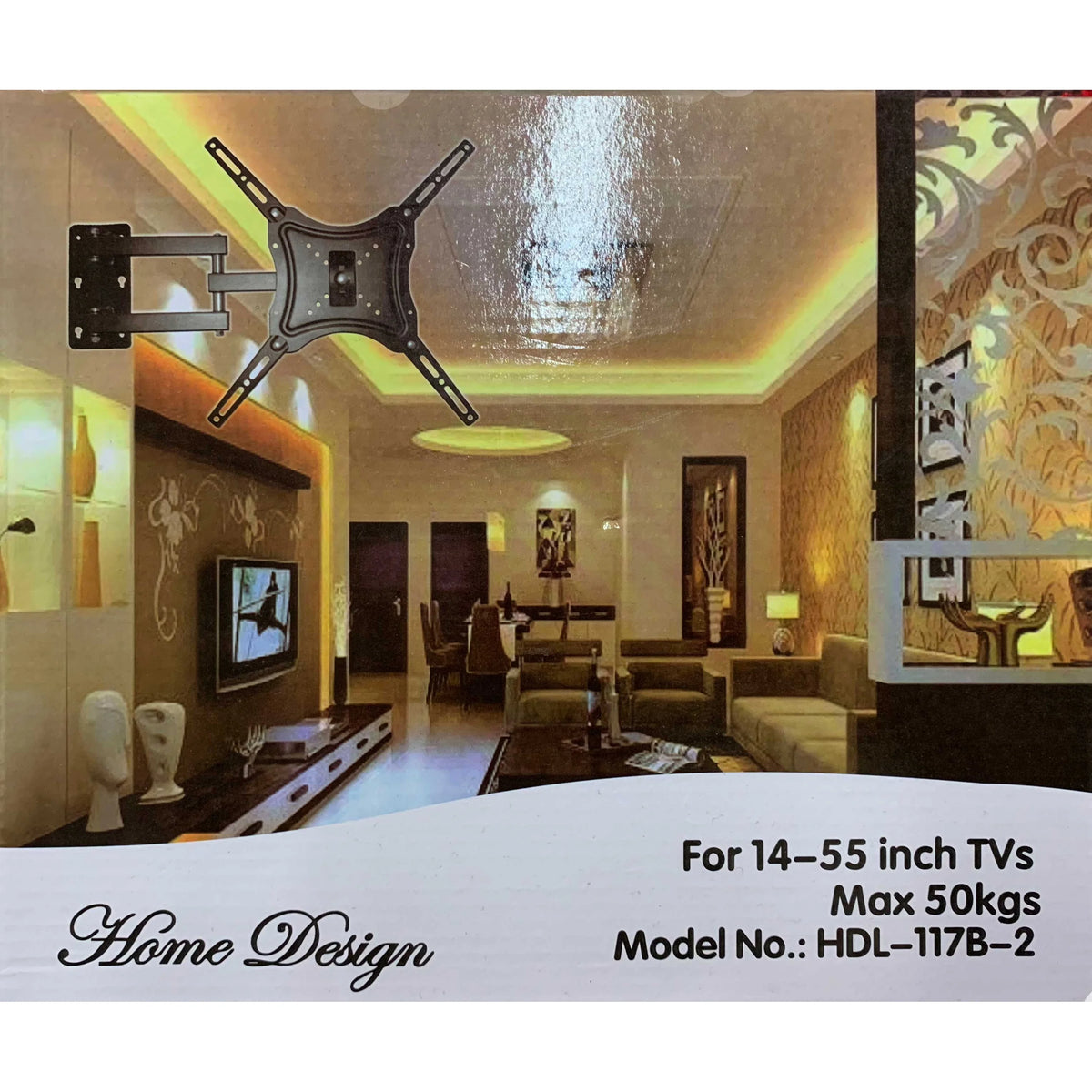 Suport TV mobil universal, cu 2 brate mobile, De la 14" la 55"(36 – 140 cm), Max 50Kg, Negru