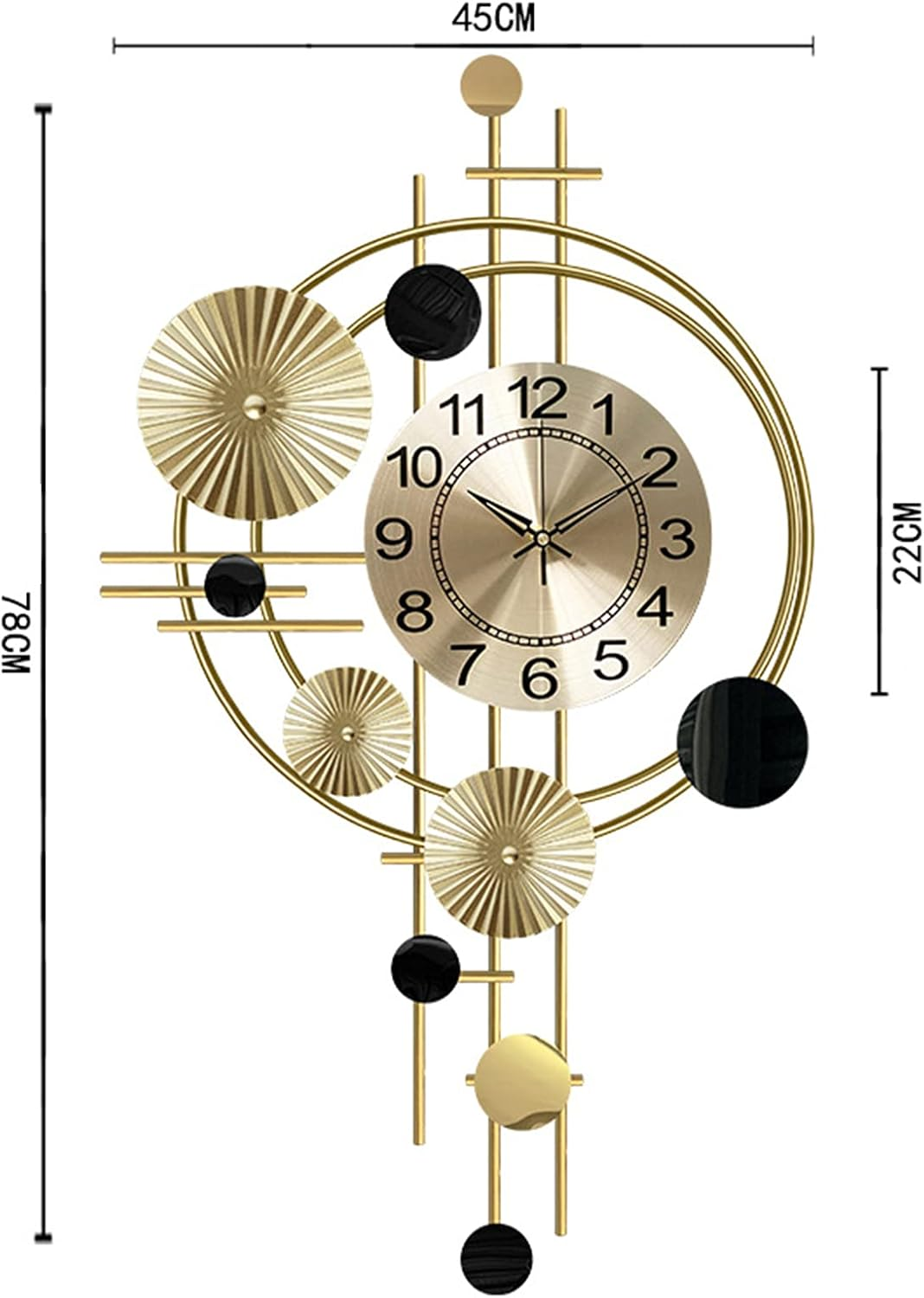 Ceas elegant de perete, cu design modern si elemente nautice, mecanism silentios si finisaj metalic elegant