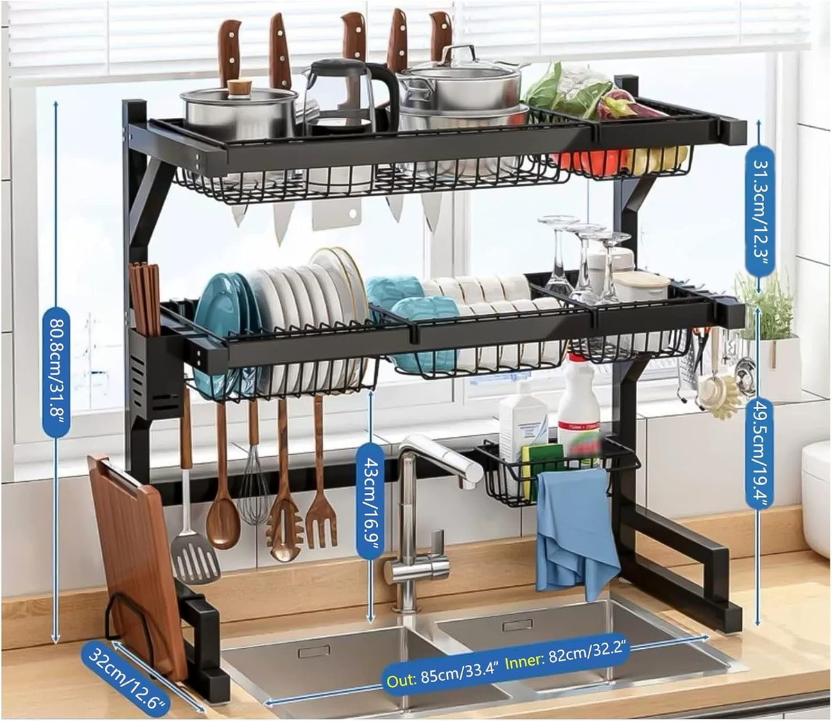 Organizator chiuveta pentru uscat vasele, otel inoxidabil