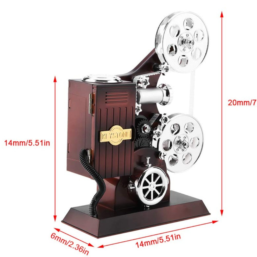 Cutie muzicala retro tip proiector de film, 20x6x16 plastic, maro