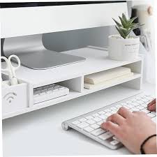 Suport pentru monitor cu 2 niveluri, 49 × 20,4 × 10 cm, alb