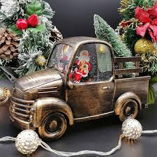 Decoratiune Craciun, Tip Masina, Figurine Mos Craciun cu Bradul, 3 Moduri, Functie Muzicala, Zapada in Miscare 24 x 10 x 19 cm, Alb Cald