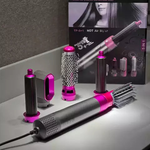 Set perie de par 5 in 1, 1000W, cu capete detasabile, design portabil, 32x15x5cm