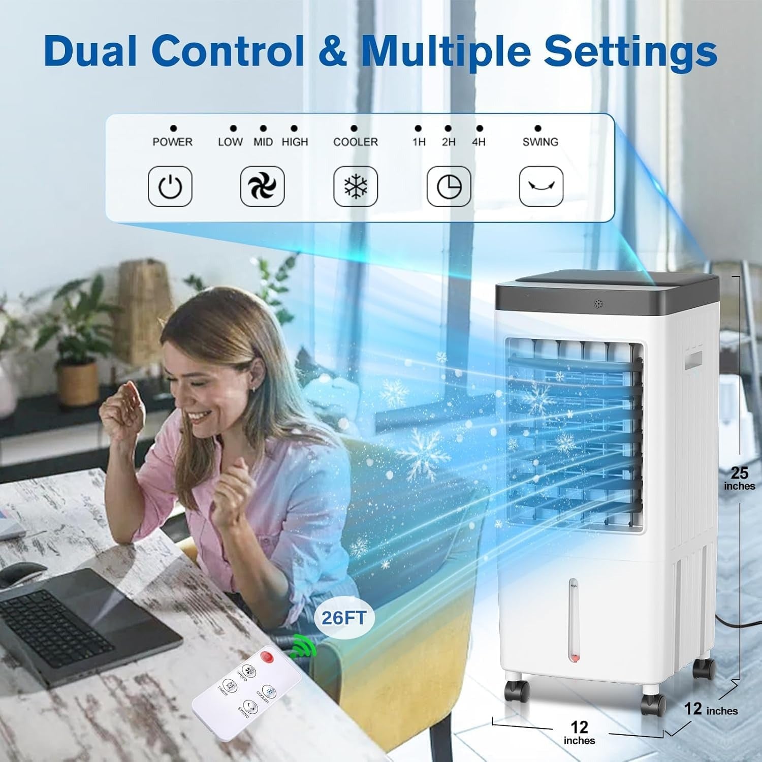 Aer conditionat portabil JT-909, 65W, 6L, cu telecomanda si functie de oscilare