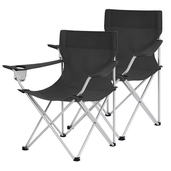 Set 2 scaune camping pliabile cu suport pahar si husa de transport, pentru camping, plaja, pescuit sau gradina, 50 x 50 x 80 cm