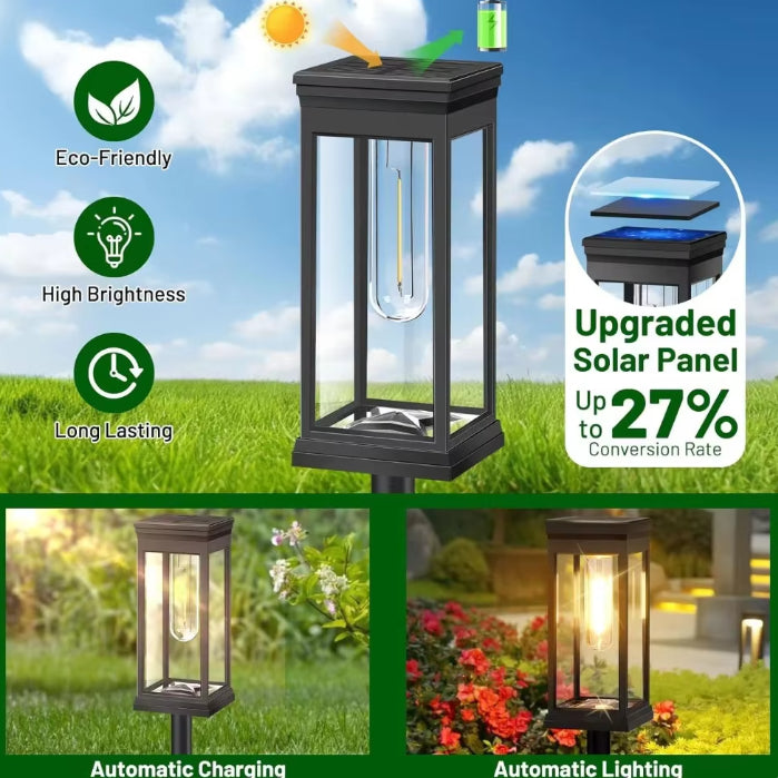 Lampi solare de exterior pentru gradina, 4 bucati, sensor lumina pornit/oprit, rezistent la ploaie/vant/ninsoare, 2200 mah, 8-10 ore de functionare