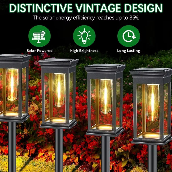 Lampi solare de exterior pentru gradina, 4 bucati, sensor lumina pornit/oprit, rezistent la ploaie/vant/ninsoare, 2200 mah, 8-10 ore de functionare