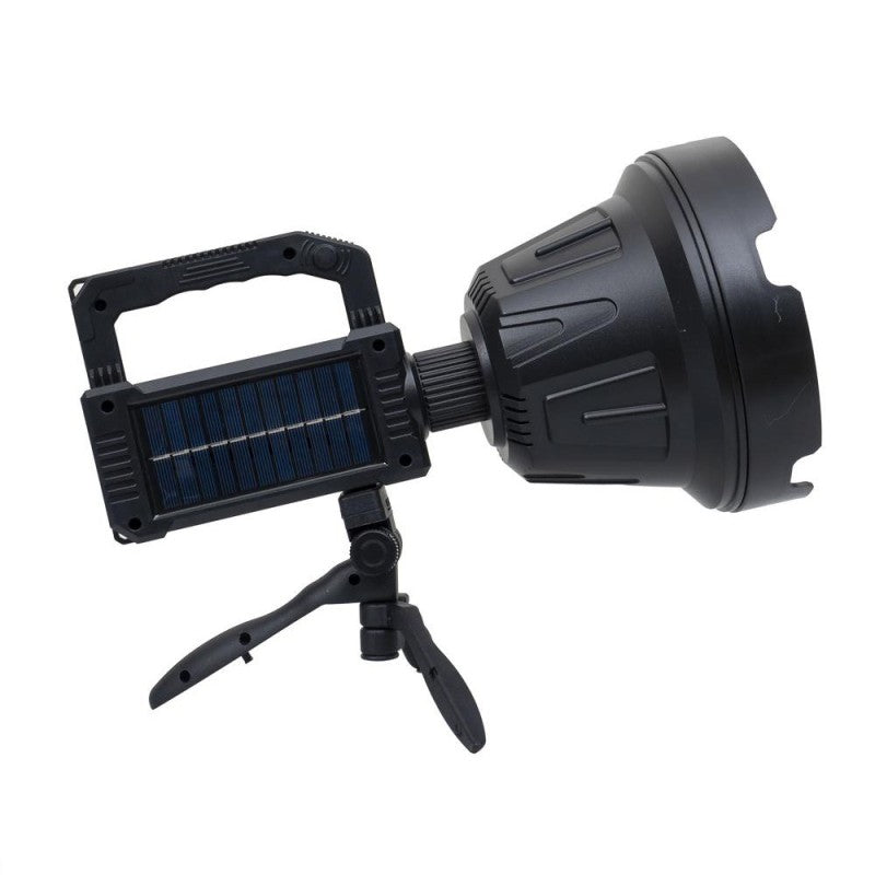 Lanternă Profesionala LED cu Încarcare solara, USB, trepied și 6 Moduri de Iluminat, 3 lentile colorate