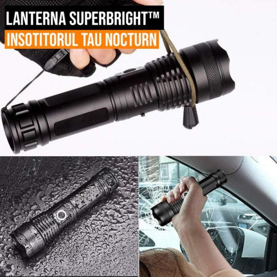 Lanterna LED Ultra-Bright, 20w din aluminiu, sursa XHP50/70/WHITE LASER, profesionala, focus ajustabil, acumulator 8800 mah inclus, rezistenta la apa, incarcare USB, 3000 lumeni