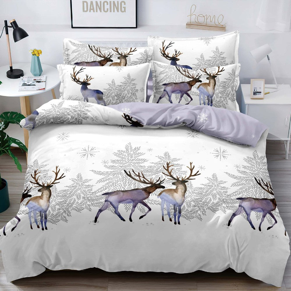 Lenjerie pat de Craciun, pat dublu, bumbac finet, 6 piese, diverse modele