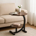 Masuta laterala multifunctionala cu 2 nivele cu cadru metalic negru 40x40x65 cm