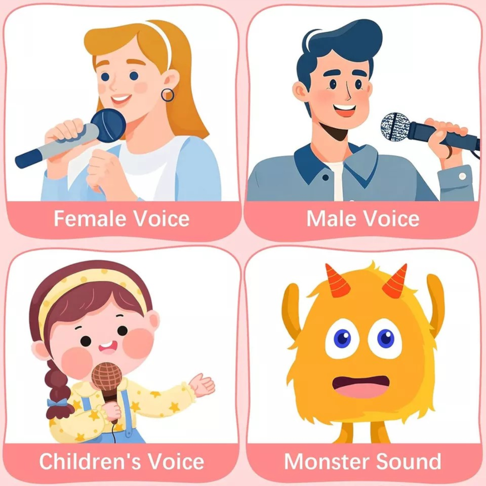 Boxa cu 2 Microfoane, Portabila, cu jocuri de lumini,RGB, rotunda, karaoke Smart copii, difuzor Wireless,