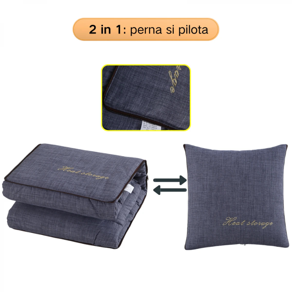 Perna / pilota multifunctionala 2 in 1, 40 x 40 x 10 cm sau 110 x 150 cm