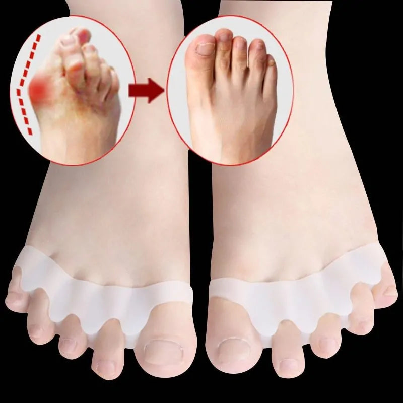 Set 2 bucati corector pentru degetele de la picioare, distantiere din silicon elastic si moale, reutilizabile, marime universala, design ergonomic, alb