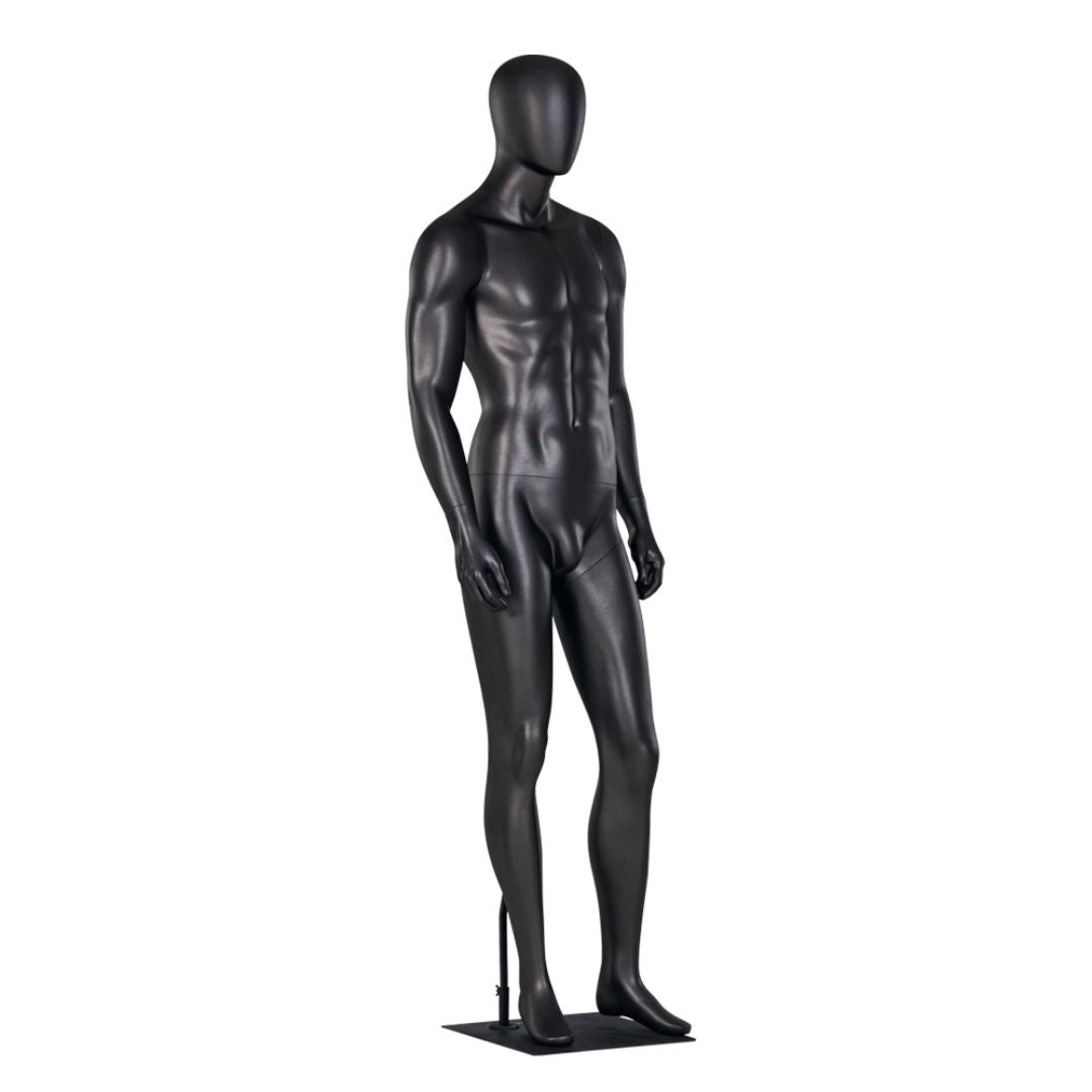 Manechin vitrina full body din fibra de sticla – model barbat sau femeie, cu cap tip ou si baza metalica
