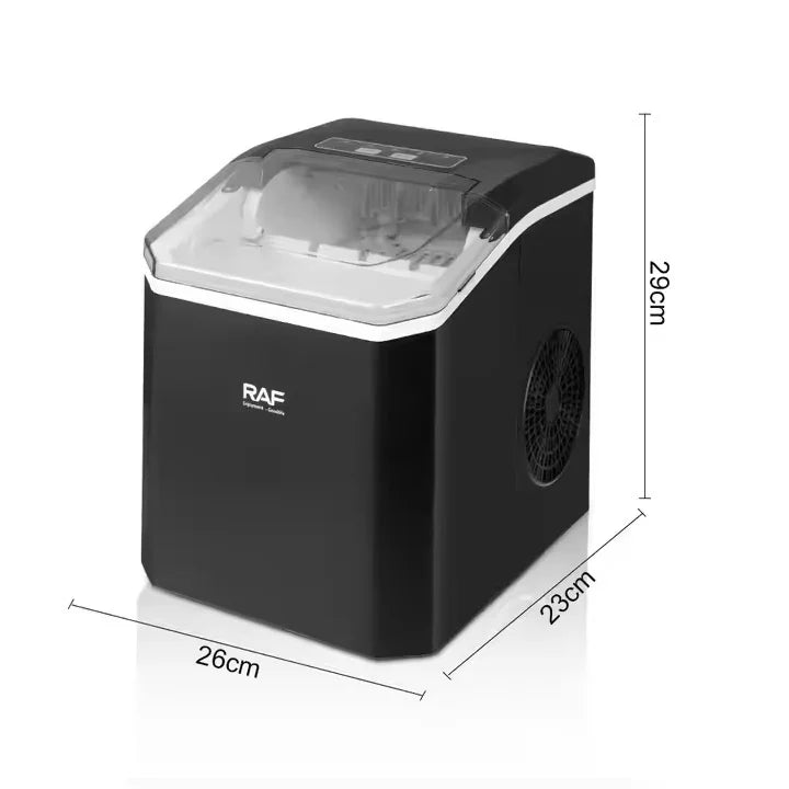 Masina de gheata portabila, RAF R0302, 150W, volum 1.2 L, cos si lingurita, 26x23x29 cm, negru