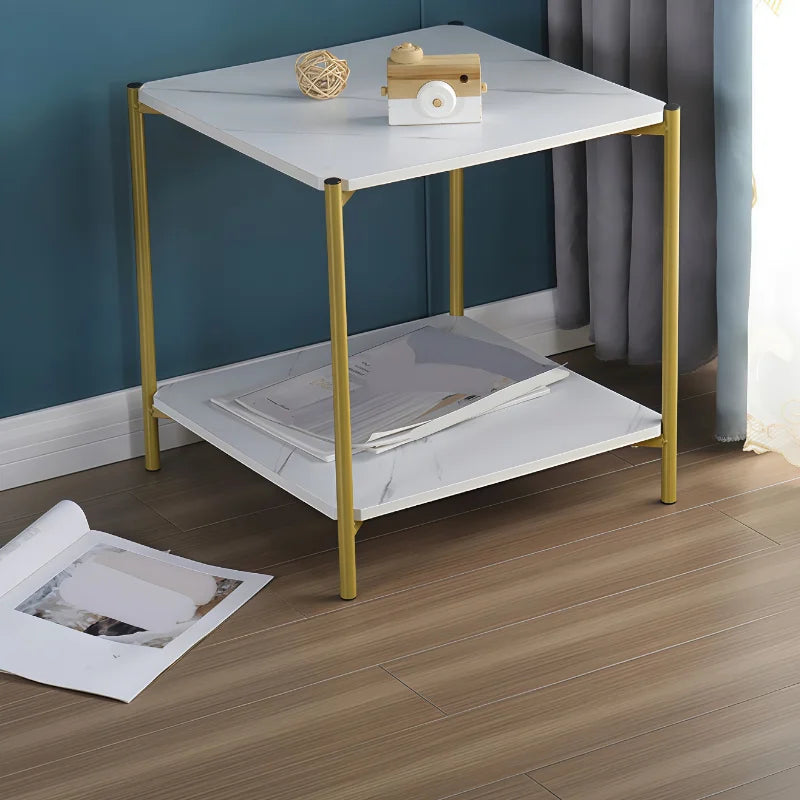 Masuta patrata cu 2 niveluri pentru depozitare, design modern si compact, 40 x 40 x 42 cm