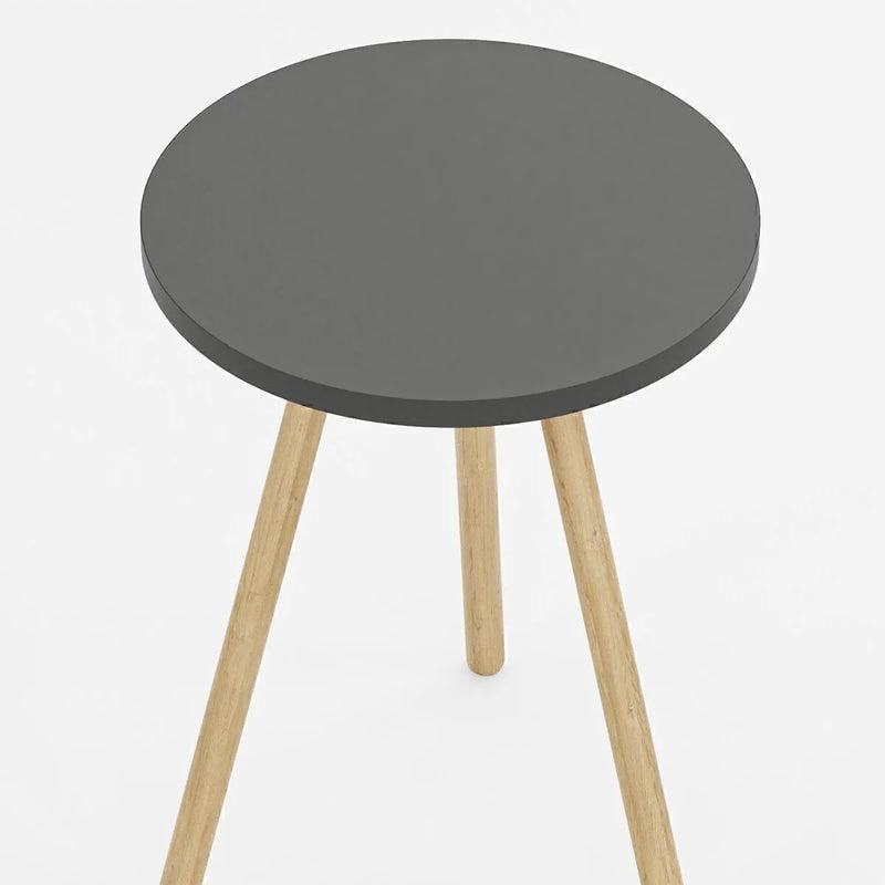 Masuta decorativa rotunda cu picioare din lemn, stil scandinav, 34x34x45 cm