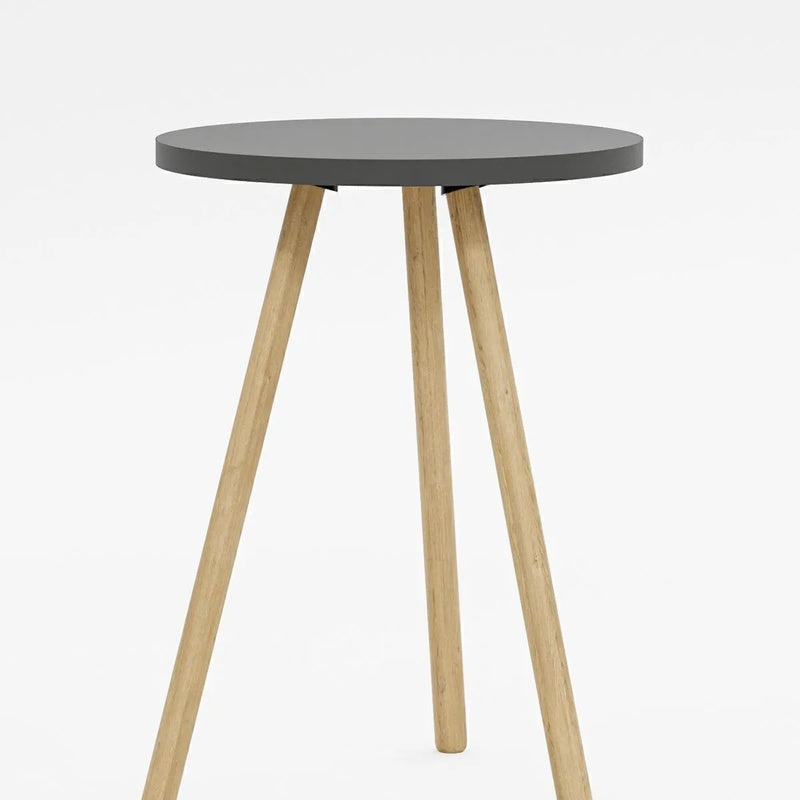 Masuta decorativa rotunda cu picioare din lemn, stil scandinav, 34x34x45 cm