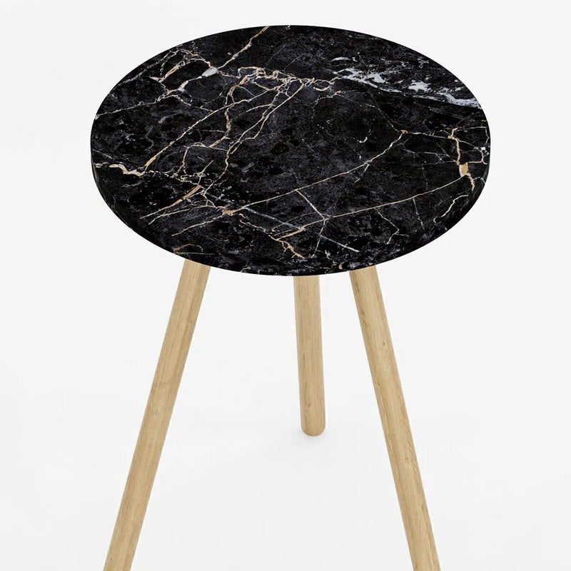 Masuta decorativa rotunda cu picioare din lemn, stil scandinav, 34x34x45 cm